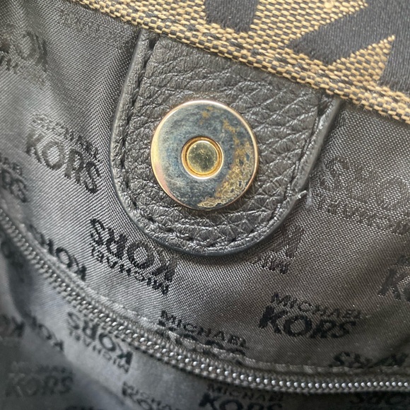 Michael Michael Kors jet set North South canvas tote beige black - Picture 7 of 9